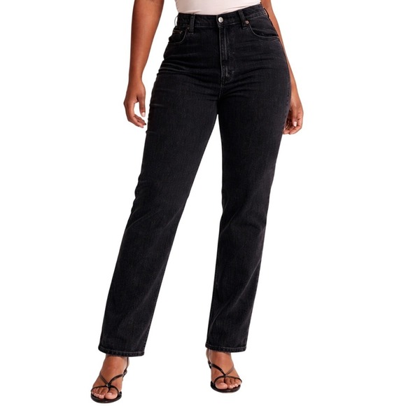 Abercrombie & Fitch Denim - Abercrombie & Fitch Curve Love Ultra High Rise 90s Straight Jean Black Size 4